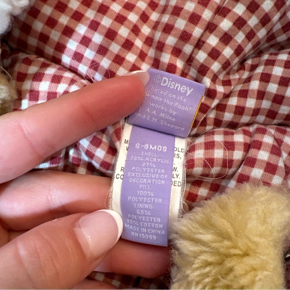 Winnie Pooh Disney Fleece Hoody Romper Jumpsuit Winter Thick Playsuits 6-9 mnths - Picture 5 of 8